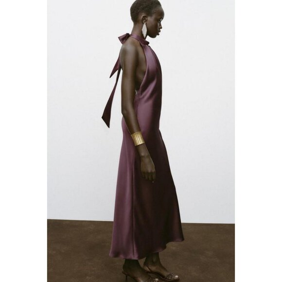ZARA HALTER MIDI DRESS - Picture 5 of 9